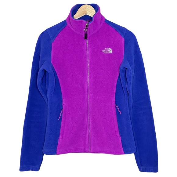 The North Face Womens Zip Fleece Jacket Bright Color Block Pink Blue Size XS - Picture 1 of 12